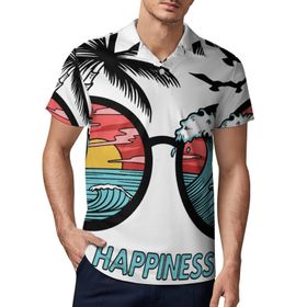 AILLOSA TH-378 3D Baskılı Desen Kısa Kollu Polo Yaka Erkek T-shirt