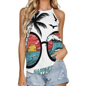 AILLOSA TH-378 Yuvarlak Yaka Kolsuz Kadın T-shirt