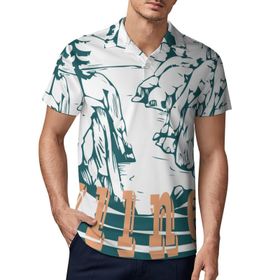 AILLOSA TH-38 3D Baskılı Desen Kısa Kollu Polo Yaka Erkek T-shirt
