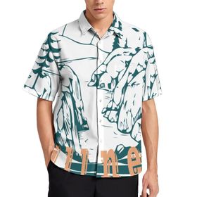 AILLOSA TH-38 Aloha Hawaii 3D Desen Kısa Kollu Erkek Gömlek