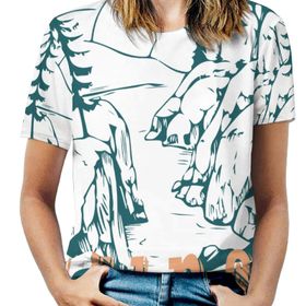 AILLOSA TH-38 Tamamı Baskılı Kısa Kollu Yuvarlak Yaka Kadın T-shirt