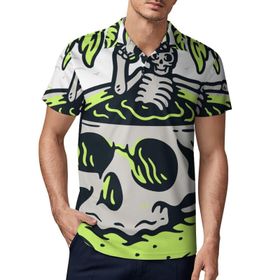 AILLOSA TH-380 3D Baskılı Desen Kısa Kollu Polo Yaka Erkek T-shirt