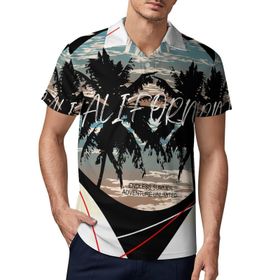 AILLOSA TH-382 3D Baskılı Desen Kısa Kollu Polo Yaka Erkek T-shirt