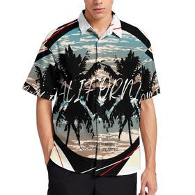 AILLOSA TH-382 Aloha Hawaii 3D Desen Kısa Kollu Erkek Gömlek