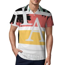 AILLOSA TH-384 3D Baskılı Desen Kısa Kollu Polo Yaka Erkek T-shirt
