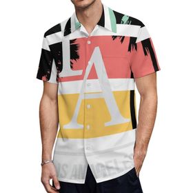 AILLOSA TH-384 Aloha Hawaii 3D Desen Kısa Kollu Erkek Gömlek