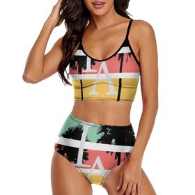 AILLOSA TH-384 Geniş Omuz Askılı Üçgen Bikini Üstü Alçak Bel İki Parça Kadın Bikini Seti