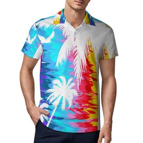 AILLOSA TH-385 3D Baskılı Desen Kısa Kollu Polo Yaka Erkek T-shirt