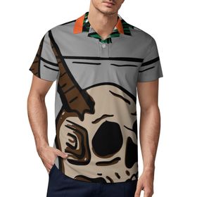 AILLOSA TH-387 3D Baskılı Desen Kısa Kollu Polo Yaka Erkek T-shirt