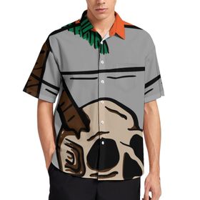 AILLOSA TH-387 Aloha Hawaii 3D Desen Kısa Kollu Erkek Gömlek