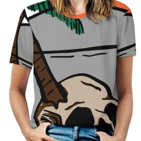 AILLOSA TH-387 Tamamı Baskılı Kısa Kollu Yuvarlak Yaka Kadın T-shirt