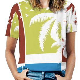 AILLOSA TH-390 Tamamı Baskılı Kısa Kollu Yuvarlak Yaka Kadın T-shirt