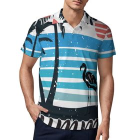 AILLOSA TH-392 3D Baskılı Desen Kısa Kollu Polo Yaka Erkek T-shirt