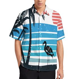AILLOSA TH-392 Aloha Hawaii 3D Desen Kısa Kollu Erkek Gömlek