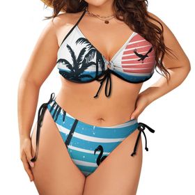 AILLOSA TH-392 Karın Kontrolü İki Parça Büyük Beden Kadın Bikini Seti