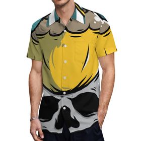 AILLOSA TH-395 Aloha Hawaii 3D Desen Kısa Kollu Erkek Gömlek