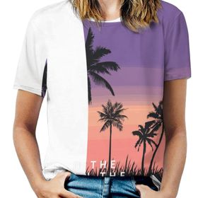 AILLOSA TH-397 Tamamı Baskılı Kısa Kollu Yuvarlak Yaka Kadın T-shirt