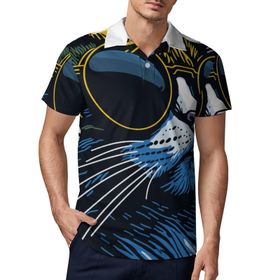 AILLOSA TH-399 3D Baskılı Desen Kısa Kollu Polo Yaka Erkek T-shirt