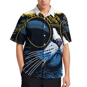 AILLOSA TH-399 Aloha Hawaii 3D Desen Kısa Kollu Erkek Gömlek