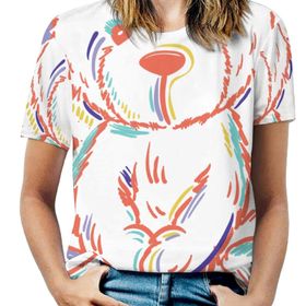 AILLOSA TH-399 Tamamı Baskılı Kısa Kollu Yuvarlak Yaka Kadın T-shirt