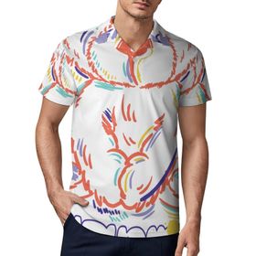 AILLOSA TH-400 3D Baskılı Desen Kısa Kollu Polo Yaka Erkek T-shirt