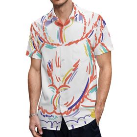 AILLOSA TH-400 Aloha Hawaii 3D Desen Kısa Kollu Erkek Gömlek