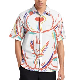 AILLOSA TH-400 Aloha Hawaii 3D Desen Kısa Kollu Erkek Gömlek