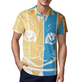 AILLOSA TH-404 3D Baskılı Desen Kısa Kollu Polo Yaka Erkek T-shirt