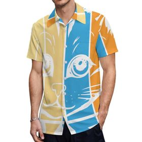 AILLOSA TH-404 Aloha Hawaii 3D Desen Kısa Kollu Erkek Gömlek
