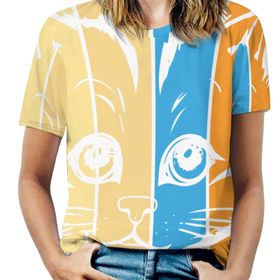 AILLOSA TH-404 Tamamı Baskılı Kısa Kollu Yuvarlak Yaka Kadın T-shirt