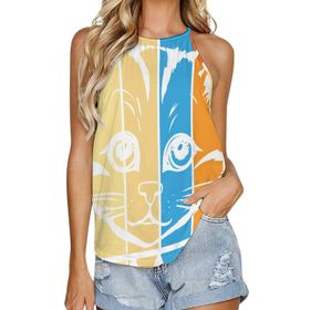 AILLOSA TH-404 Yuvarlak Yaka Kolsuz Kadın T-shirt
