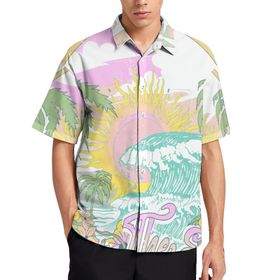 AILLOSA TH-406 Aloha Hawaii 3D Desen Kısa Kollu Erkek Gömlek