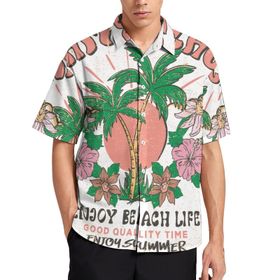 AILLOSA TH-407 Aloha Hawaii 3D Desen Kısa Kollu Erkek Gömlek