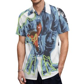 AILLOSA TH-409 Aloha Hawaii 3D Desen Kısa Kollu Erkek Gömlek
