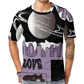 AILLOSA TH-41 3D Baskılı Desenli Kısa Kollu Erkek T-shirt