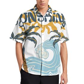 AILLOSA TH-410 Aloha Hawaii 3D Desen Kısa Kollu Erkek Gömlek