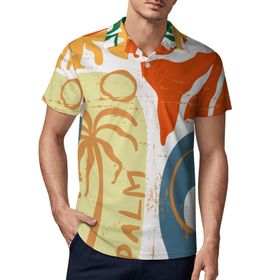 AILLOSA TH-411 3D Baskılı Desen Kısa Kollu Polo Yaka Erkek T-shirt