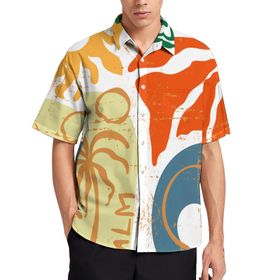 AILLOSA TH-411 Aloha Hawaii 3D Desen Kısa Kollu Erkek Gömlek