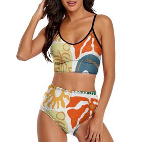 AILLOSA TH-411 Geniş Omuz Askılı Üçgen Bikini Üstü Alçak Bel İki Parça Kadın Bikini Seti