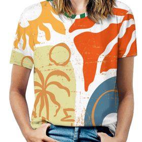 AILLOSA TH-411 Tamamı Baskılı Kısa Kollu Yuvarlak Yaka Kadın T-shirt
