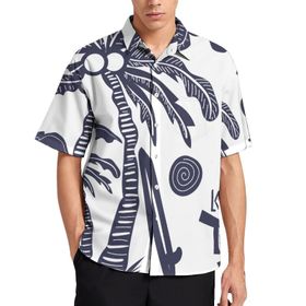 AILLOSA TH-412 Aloha Hawaii 3D Desen Kısa Kollu Erkek Gömlek