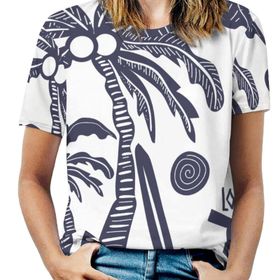 AILLOSA TH-412 Tamamı Baskılı Kısa Kollu Yuvarlak Yaka Kadın T-shirt