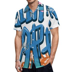 AILLOSA TH-413 Aloha Hawaii 3D Desen Kısa Kollu Erkek Gömlek