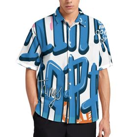 AILLOSA TH-413 Aloha Hawaii 3D Desen Kısa Kollu Erkek Gömlek