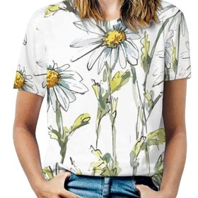 AILLOSA TH-414 Tamamı Baskılı Kısa Kollu Yuvarlak Yaka Kadın T-shirt