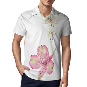 AILLOSA TH-419 3D Baskılı Desen Kısa Kollu Polo Yaka Erkek T-shirt