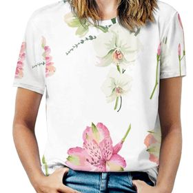 AILLOSA TH-419 Tamamı Baskılı Kısa Kollu Yuvarlak Yaka Kadın T-shirt