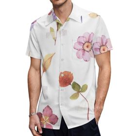 AILLOSA TH-421 Aloha Hawaii 3D Desen Kısa Kollu Erkek Gömlek