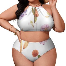 AILLOSA TH-421 Büyük Beden Geniş Askılı Orta Bel Büyük Beden Kadın Bikini Seti