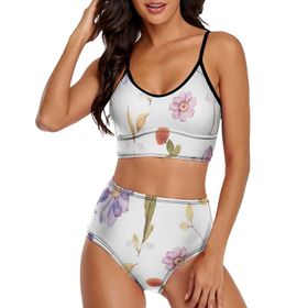 AILLOSA TH-421 Geniş Omuz Askılı Üçgen Bikini Üstü Alçak Bel İki Parça Kadın Bikini Seti
